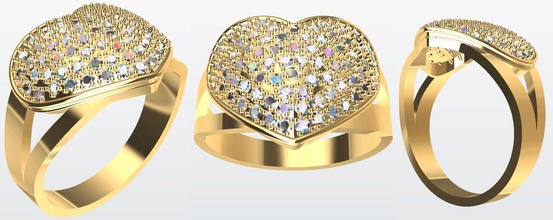 corazon piedras feige 3d drucken modell ringe 3dexport ring gold silber liebe besondere herz hochzeit diamant smaragd schmuck einzigartig exklusiv kolumbianisch traum 3d print model - Mito3D