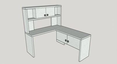 canto escrivaninha estante livre mesas madeira branco simples pobre polígono mobília 3dmodel escritório prateleiras 3d print model - Mito3D
