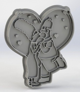cortador galleta homero marge cucina cenare homero marge simpson cookiecutter cuore San Valentino cucinando taglierina bacio 3d print model - Mito3D