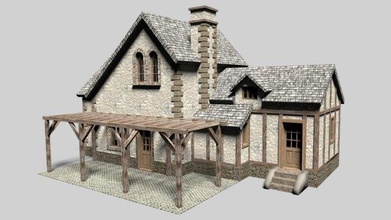 old cottage house 3d model in buildings 3dexport wood stone architecture exterior 3d print model - Mito3D