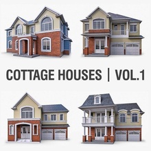 cottage houses vol1 3d model vray realistic private house building traditional collection pack city exterior interior lowpoly game ready high poly 3d print model - Mito3D