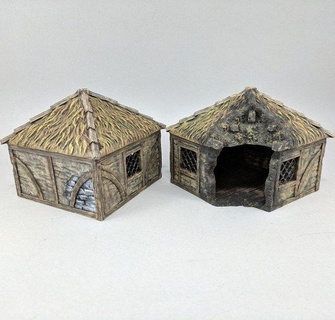 cottages ready print  sculpture cottages medieval fantasy village wooden houses huts cottage house building unreal exterior collection residential neighborhood clapboard bungalow suburban wild shelter  3d print model - Mito3D