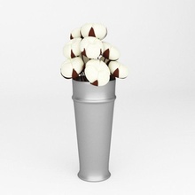 pamuk çiçek Çiçekler yeşil Kova 3d print model - Mito3D