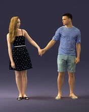 couple 0136 3d print ready scan model polygon 3dprint human male realistic posed character people miniatures man woman child love relationship romance 3d print model - Mito3D