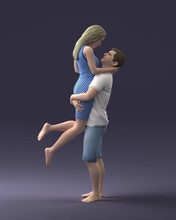 couple 0207 3d print readi scan model polygon 3dprint human male realistic posed character people miniatures man woman child love fondness 3d print model - Mito3D