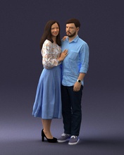 couple 0805 3d print ready scan model polygon 3dprint human male realistic posed character people miniatures man woman child love relationship romance 3d print model - Mito3D