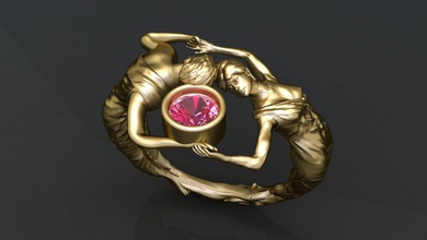 par de anillos compromiso zbrush anillo la banda cnc 3d 3dprintable impresión lujo escultura oro anatomía moda imprimible plata el diamante femenino masculino amor boda 3d print model - Mito3D