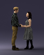 couple holding hands 0027 3d print ready scan model polygon 3dprint human male realistic posed character people miniatures man woman child love relationship romance 3d print model - Mito3D