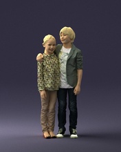 couple kids 0332 3d print ready scan model polygon 3dprint human male realistic posed character people miniatures man woman child love relationship romance 3d print model - Mito3D