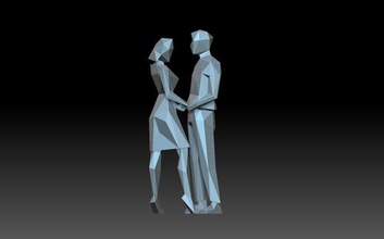 Paar Liebhaber Figur Skulptur Liebe Romantik Dekor Lowpoly 3d print model - Mito3D