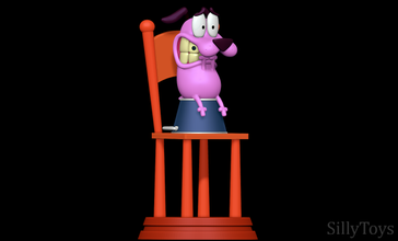 courage cowardly dog pink male pet horror chair bucket 3d print model - Mito3D