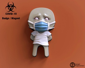 covid-19 badge-magnet free 3d print model in monsters & creatures 3dexport covid coronavirus toys fear badge pin magnet cookie cookieman popovichev zbrush anycubicphoton pandemic covidlogo 3d print model - Mito3D