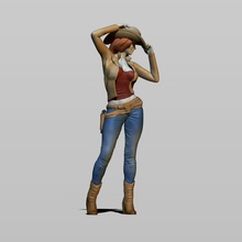 cowgirl 3d print model in woman 3dexport cow girl west costume western revolver hat saloon person human female wear bullfight rodeo ranch farm texas wild 3d print model - Mito3D