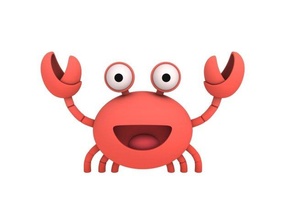 Crabe animal mer plage poisson océan dessin animé personnage mascotte amusement crevette île 3d print model - Mito3D