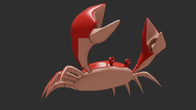 crab poly cartoonized cartoon lowpoly lowpolycrab 3d print model - Mito3D