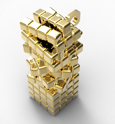 fou cubes pendentif 3d impression modèle in pendentifs 3dexport bijoux moderne mode style 3D print model - Mito3D