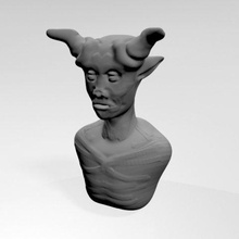 criatura busto 01 extraterrestre cabeza personaje cara anatomía boca ojos orejas cuernos nariz cuello espalda cofre horror bruto mítico mito misterio 3d print model - Mito3D