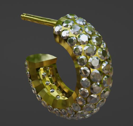 creoles earrings diamands creole diamand tiny gold set crimping crimpable stl obj 3D print model - Mito3D