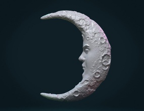 crescent face luna space star cosmos selestial constellation galaxy asteroid sky night astronomy meteoroid galactic 3d print model - Mito3D
