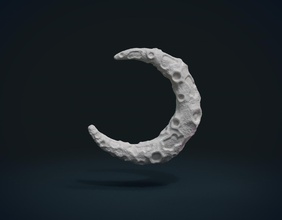 crescent ii moon universe astronomy planet meteor sky space crater meteorite asteroid cosmo galactic 3d print model - Mito3D