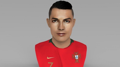cristiano ronaldo bust ready color 3d printing print model in figurines 3dexport cr7 celebrity famous man sport soccer football real madrid juventus barcelona messi manchester neymar beckham portugal 3d print model - Mito3D