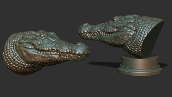 crocodile buste animaux croco reptile Afrique animal tête décor imprimable pendentifs sculptures art alligator 3d print model - Mito3D