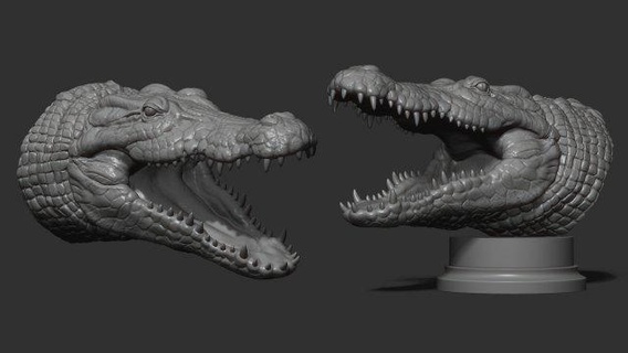 Krokodil Kopf Tiere Alligator Büste Reptil Afrika Tier Dekor druckbar Anhänger Skulpturen Kunst 3d print model - Mito3D