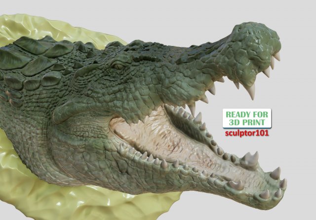 krokodil springen of wasser 3d drucken modell figuren 3dexport wild tierwelt tier dschungel nil alligator reptil tiere miniaturen 3D print model - Mito3D