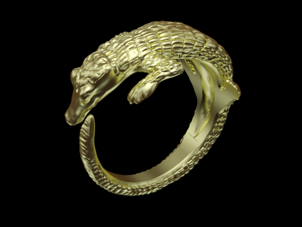crocodile ring rings cocodile jewelry lizard printable texture 3d print model - Mito3D