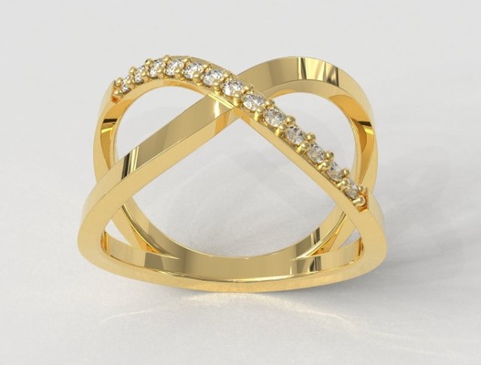 kreuz diamant ring 3d drucken modell ringe 3dexport gold schmuck paulorani modisch mode modern silber brief druckbar kreuzung zwischengeschoss jewellery ring diamond printable gold crossing 3d print model - Mito3D