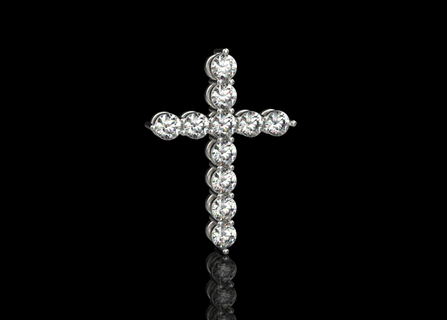 traverser diamants pendentifs bijoux pendentif or Kross brillant précieux équipement jubé marque crucifix réflexion gemme 3d print model - Mito3D