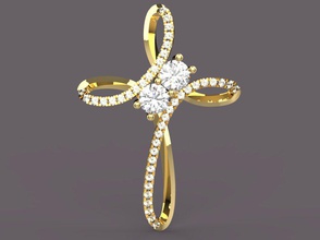 cross pavetwisted diamond beautiful man woman gems gold silver style design twisted 3d print model - Mito3D