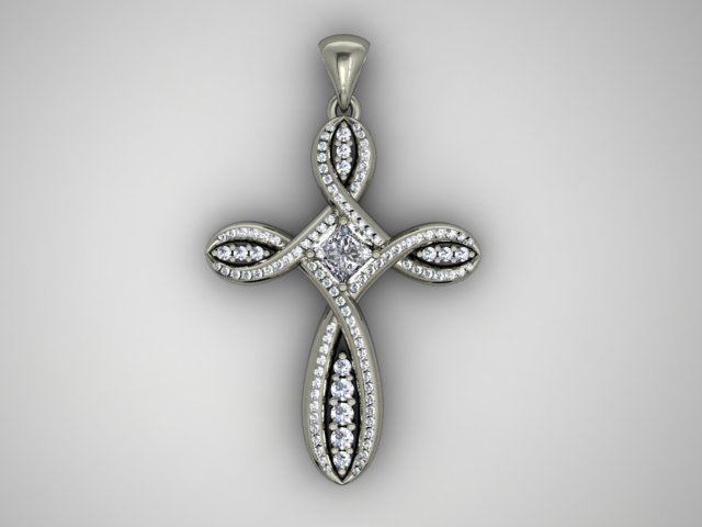 cross pedant jewelry jewellery diamond gold silver stl gem 3dm precious 3d pendant necklace model printable gemstone 3dprinter religion christian 3D print model - Mito3D