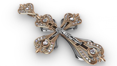 cross pendant orthodox savior saints 3dprinted design fashion gold golden jewel jewellery jewelry print printabl printable printing prototyping silver 3d print model - Mito3D