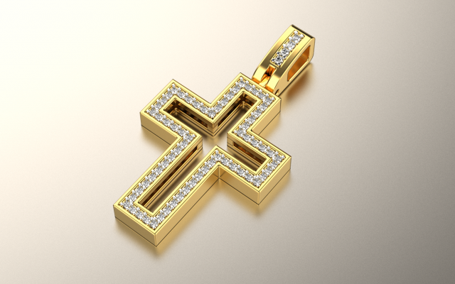 cross pendant 13 3d print model in pendants 3dexport chopard versace gucci tiffany tiffani bvlgari vuitton ring earring bracelet cleef vancleef clasp poussette chanel love 3d print model - Mito3D