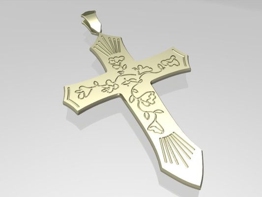 cross pendant 3d print model in pendants 3dexport jewelry ornate ancient gold necklace 3d print model - Mito3D