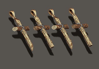 pendentif en forme de croix pack chrétienne la factura au or joyau bijoux collier des colliers obj pendentifs précieux imprimable religion texture bois 3d print model - Mito3D