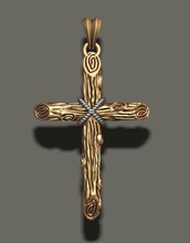 pendentif croix de bois texture chrétienne la factura au or joyau bijoux collier des colliers obj pendentifs précieux imprimable religion sculpter en zbrush 3d print model - Mito3D