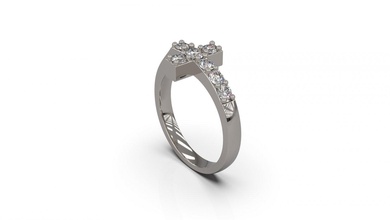 cruzar anillo diamante oro joya joyería plata imprimible mujer Moda Boda solitario zafiro rubí amor 3d print model - Mito3D