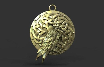 crow pendant viking nordic knot jewelry 3d print model - Mito3D