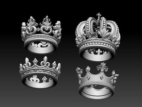 crown gold king queen prince royalty treasure royal regal diadem ruby monarch jewels finery imperial throne kingdom emperor shiny print 3d print model - Mito3D
