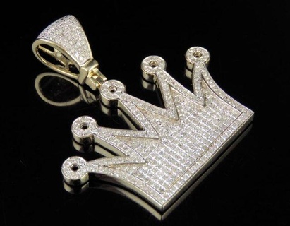 couronne diamant pendentif pendentifs couronnediamant antique luxe rappeur hip bijoux Collier gemme saphir élégant célébrité style bling Urbain reine 3d print model - Mito3D