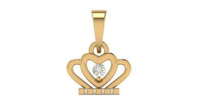 crown pendant jewel jewells pandle heart cute love valentine platinum gold diamond ring printable silver couple lightweight jewellery cnc 3dprint 3d print model - Mito3D