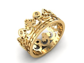 coroa anel ouro 3dprint diamante jóias modelos bonita 3d print model - Mito3D