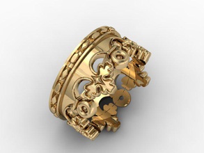 coroa anel 3dm o cad detalhadas diamante feminino gem ouro jóia jóias photoreal printable rhino anéis de prata stl pedra vray 3d print model - Mito3D