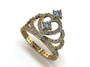 Krone ring Diamant-ring Schmuck gold Weißgold 3dprintable Edelsteine 3d print model - Mito3D