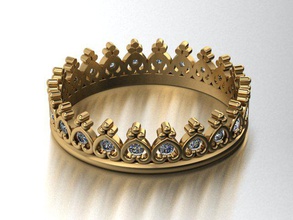 krone ring 3d drucken modell ringe 3dexport gold schmuck 3dprintable weißes diamant hochzeit engagement 3d print model - Mito3D