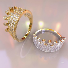 crown ring 3d gold silver jewelry jewellery jewel model diamond gem gems cnc stl print printing fashion exclusive design female 3d print model - Mito3D