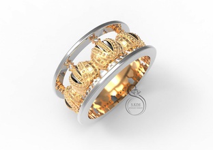 corona anello di gemme gemma gioielli gioiello oro 3dmodel 3dprint stampabile prototipo 3djewel 3dwax la cera 3dprintmodel printjewel 3dring queen 3d print model - Mito3D
