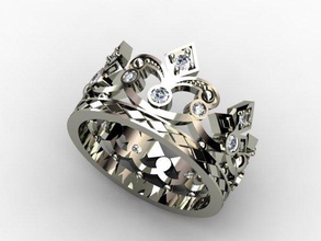 la corona del anillo de oro joyería el diamante 3d print model - Mito3D